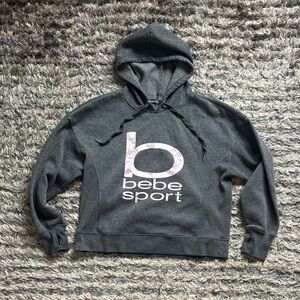 bebe Dark Gray Hoodie with Light Pink Camo Logo Thumb-holes Sleeve Size M